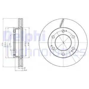 Тормозной диск DELPHI BG4286 вентилируемый , передняя ось