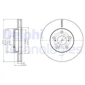 Тормозной диск DELPHI BG4290 вентилируемый , передняя ось