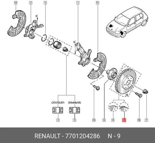 Тормозной диск RENAULT 7701204286