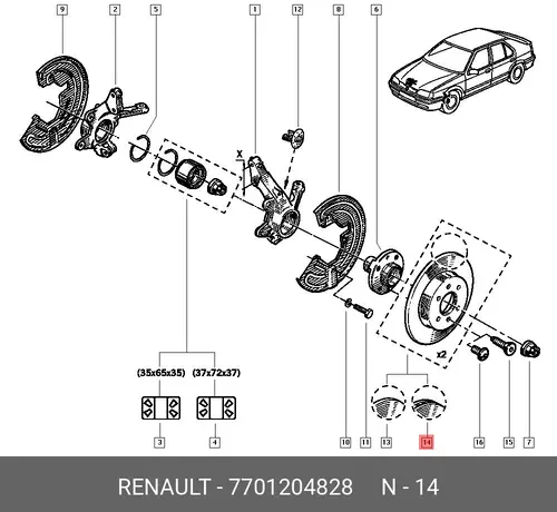 Тормозной диск RENAULT 7701204828