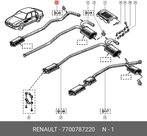 глушитель средняя часть Ren 7700787220 RENAULT