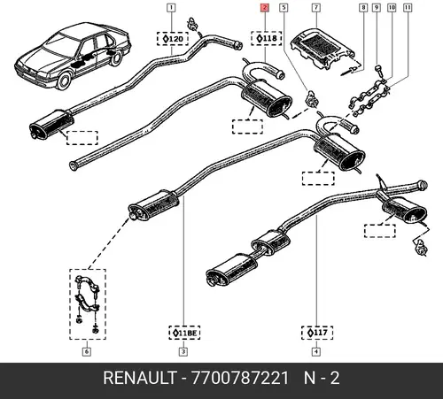 глушитель средняя часть Ren 7700787221 RENAULT