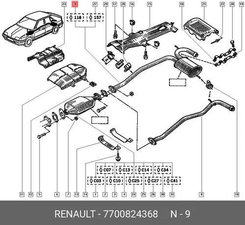 глушитель средняя часть Ren 7700824368 RENAULT