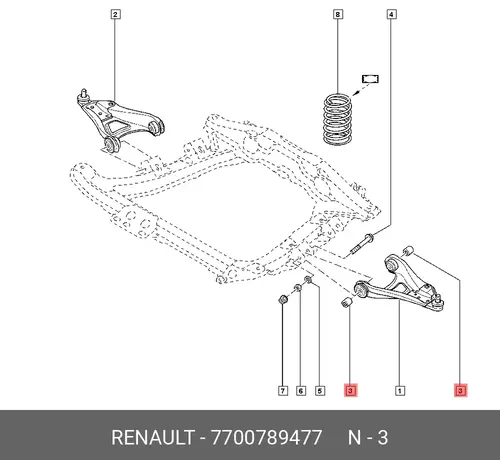 Рычаг подвески RENAULT 7700789477