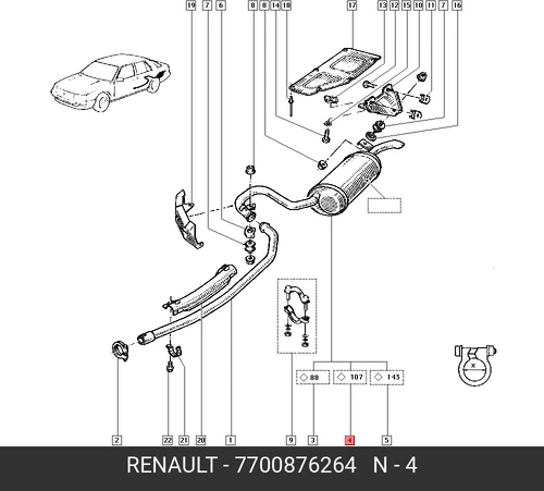 глушитель задняя часть Ren 7700876264 RENAULT