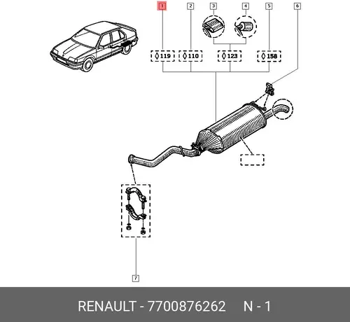 глушитель задняя часть Ren 7700876262 RENAULT