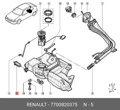 Топливный фильтр RENAULT 7700820375