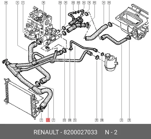патрубок радиатора Ren 8200027033 RENAULT