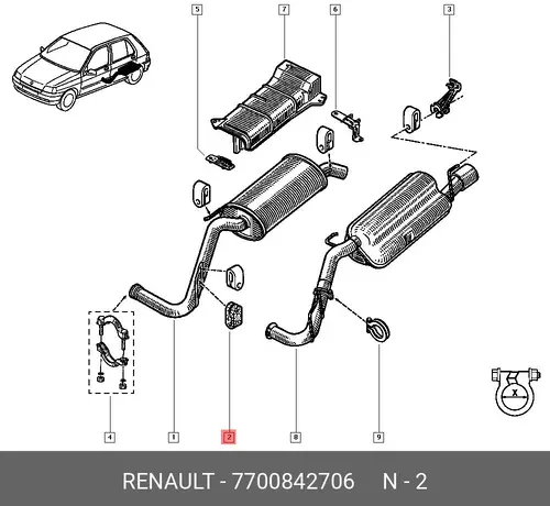 крепление глушителя !\RENAULT 7700842706
