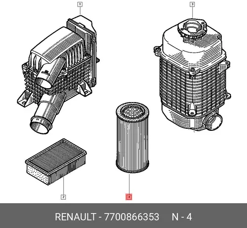 Фильтр воздушный RENAULT 7700866353