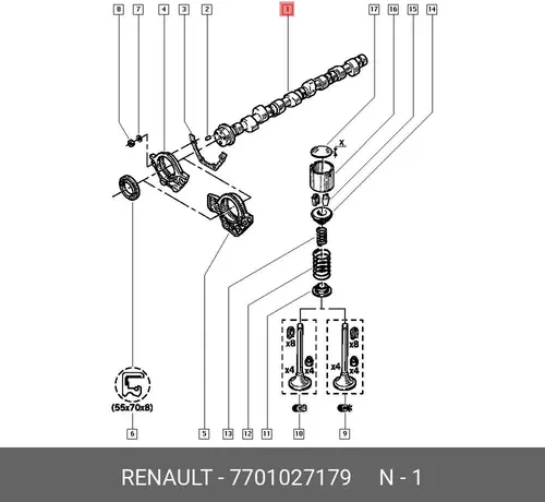 Распредвал RENAULT 7701027179