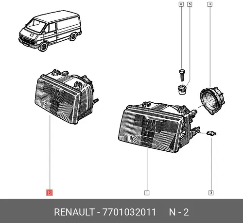 Фара RENAULT 7701032011