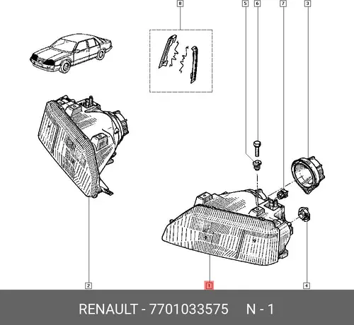 Фара RENAULT 7701033575