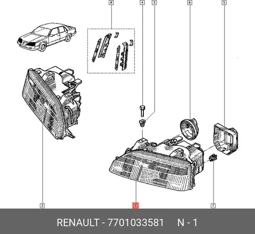 Фара RENAULT 7701033581