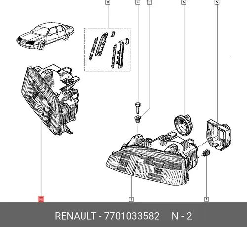 Фара RENAULT 7701033582