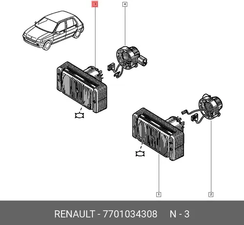 Фара противотуманная RENAULT 7701034308
