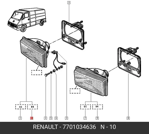 Фара RENAULT 7701034636