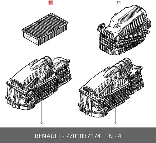 Фильтр воздушный RENAULT 7701037174