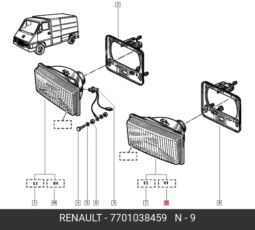 Фара RENAULT 7701038459