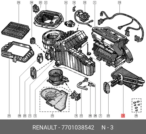 Радиатор печки RENAULT 7701038542