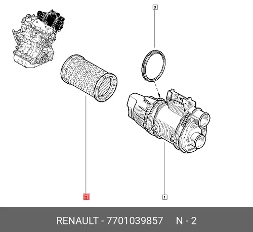 Фильтр воздушный RENAULT 7701039857