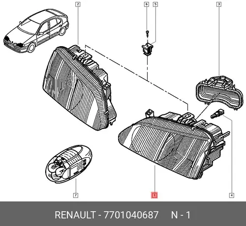 Фара RENAULT 7701040687