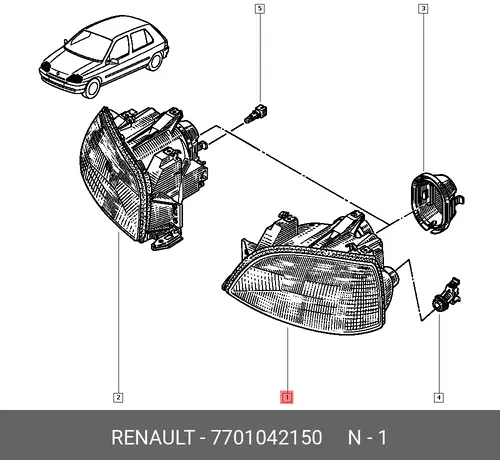 Фара RENAULT 7701042150