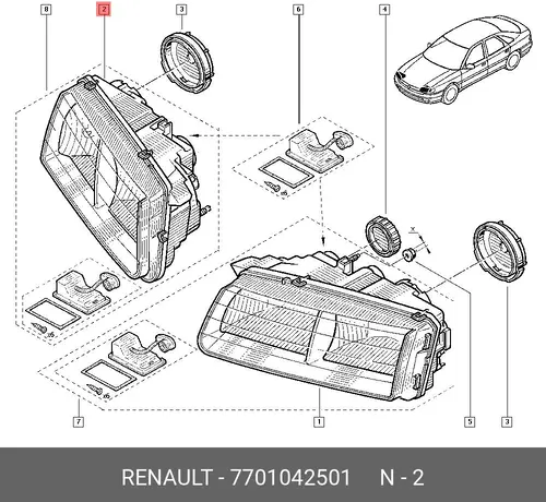 Фара RENAULT 7701042501
