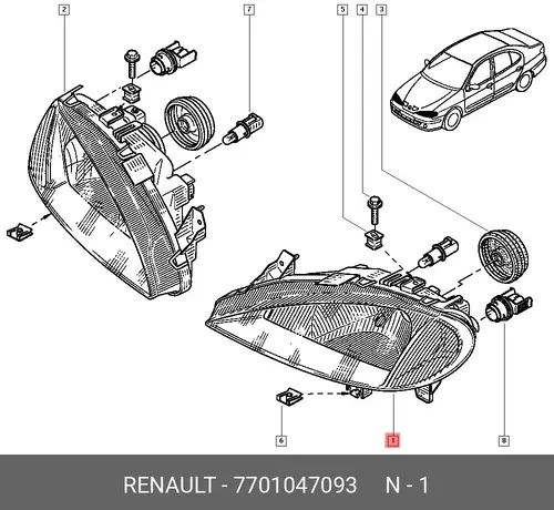 Фара RENAULT 7701047093