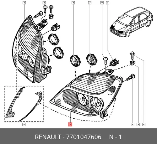 Фара RENAULT 7701047606