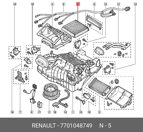 Салонный фильтр RENAULT 7701048749
