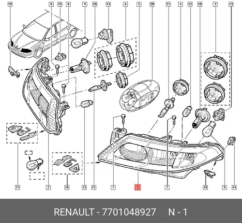 Фара RENAULT 7701048927