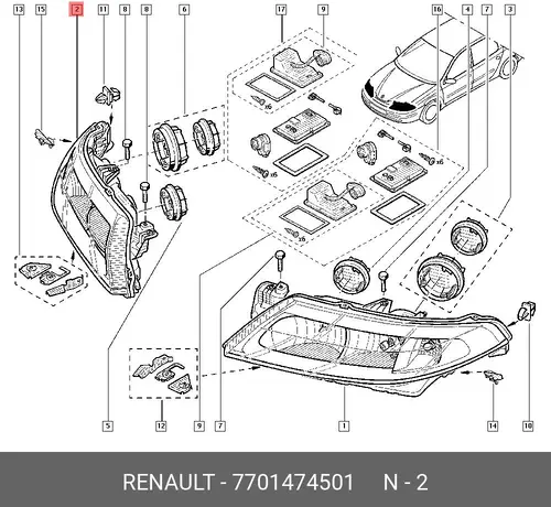 Фара RENAULT 7701474501