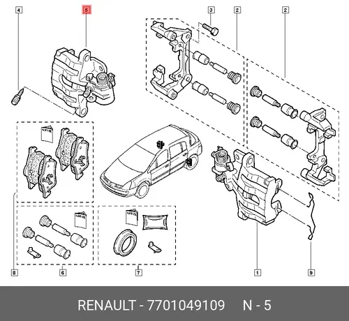 Суппорт тормозной RENAULT 7701049109