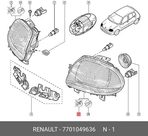 Фара RENAULT 7701049636