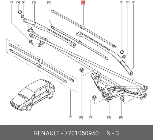 Щетка стеклоочистителя 7701050950 RENAULT