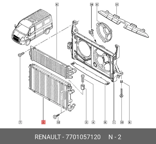 Радиатор системы охлаждения двигателя RENAULT 7701057120