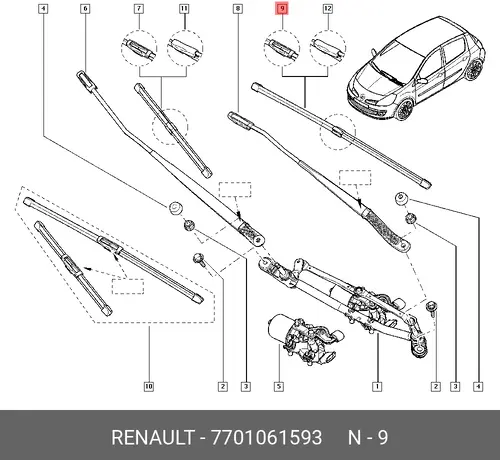 Щетка стеклоочистителя 7701061593 RENAULT
