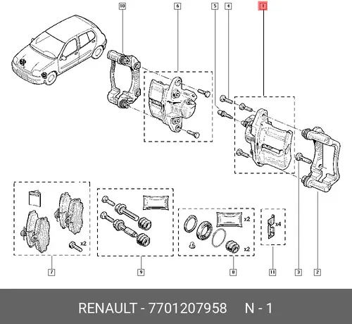 Суппорт тормозной RENAULT 7701207958