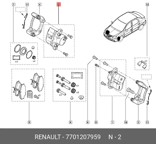 Суппорт тормозной RENAULT 7701207959