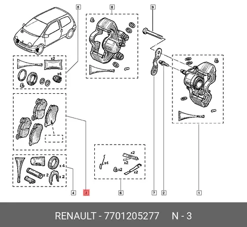 Тормозные колодки дисковые RENAULT 7701205277
