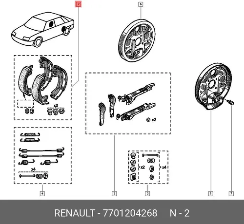 Тормозные колодки барабанные RENAULT 7701204268