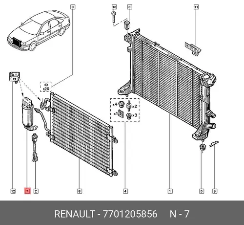 Осушитель кондиционера RENAULT 7701205856