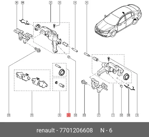рем.к-т диск.торм.! d36\ Renault Laguna 01> 7701206608
