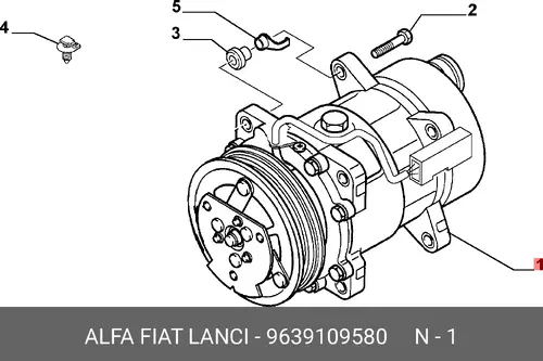 компрессор кондиционера Peug 9639109580 FIAT