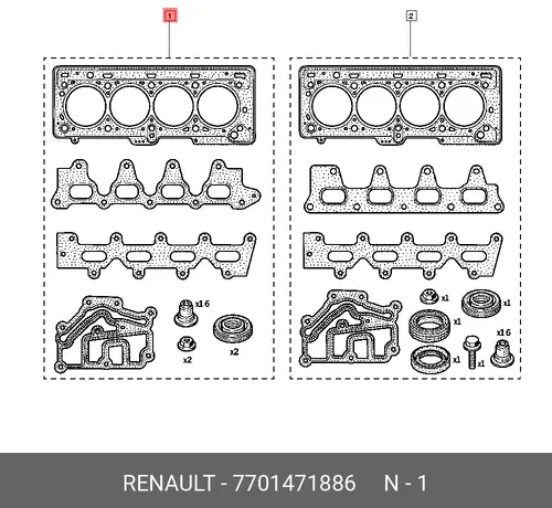 Комплект прокладок двигателя RENAULT 7701471886