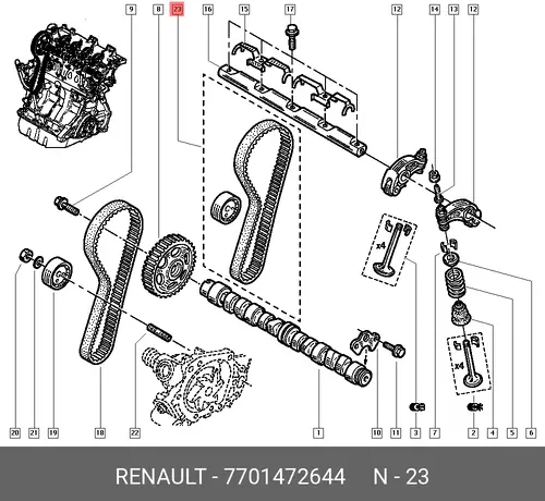 ремкомплект ГРМ Ren 7701472644 RENAULT