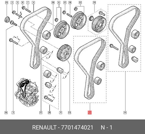 ремкомплект ГРМ Ren 7701474021 RENAULT