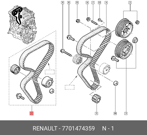 ремкомплект ГРМ Ren 7701474359 RENAULT