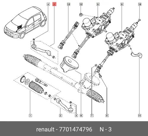 Рулевой наконечник RENAULT 7701474796